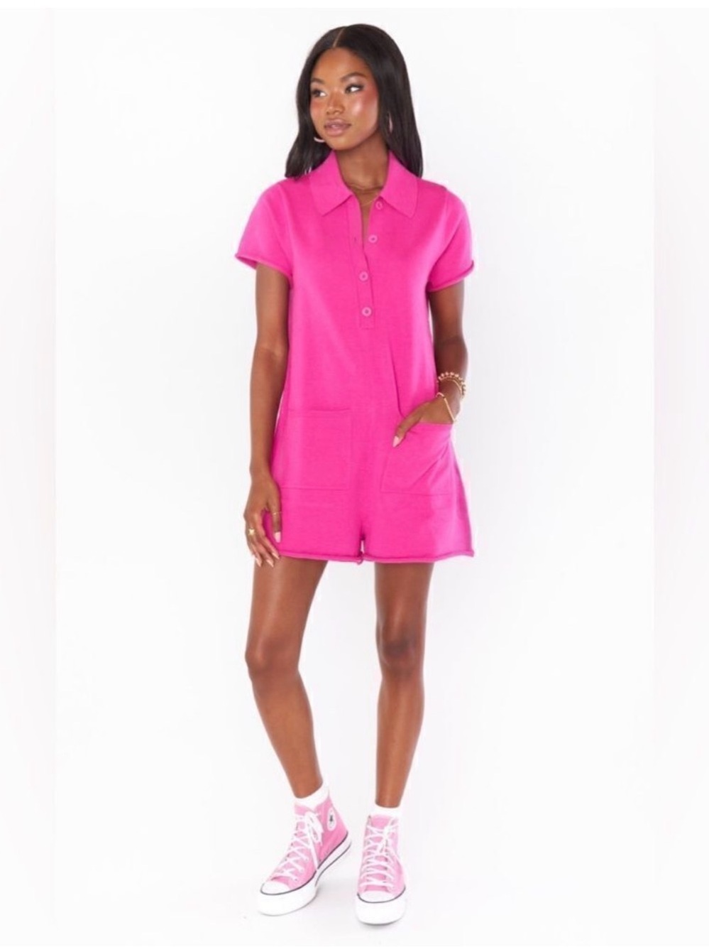 SHOW ME YOUR MUMU women’s bright pink one piece Gio Sweater Romper size small